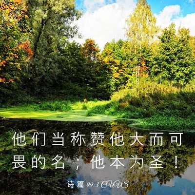 Picture 03 - 诗 篇 99:3 CUVS - 他 们 当 称 赞 他 大 而 可 畏 的 名 - Bible Verse Picture