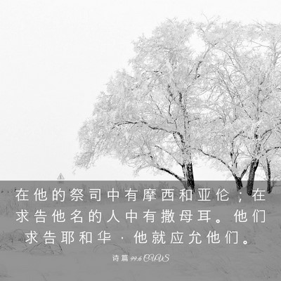 Picture 03 - 诗 篇 99:6 CUVS - 在 他 的 祭 司 中 有 摩 西 和 亚 伦 - Bible Verse Picture