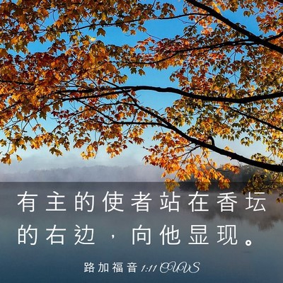 Picture 03 - 路 加 福 音 1:11 CUVS - 有 主 的 使 者 站 在 香 坛 的 右 边 - Bible Verse Picture
