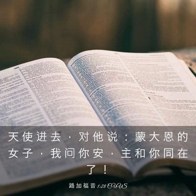 Picture 03 - 路 加 福 音 1:28 CUVS - 天 使 进 去 ， 对 他 说 ： 蒙 大 恩 - Bible Verse Picture