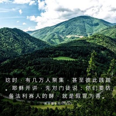 Picture 03 - 路 加 福 音 12:1 CUVS - 这 时 ， 有 几 万 人 聚 集 ， 甚 至 - Bible Verse Picture