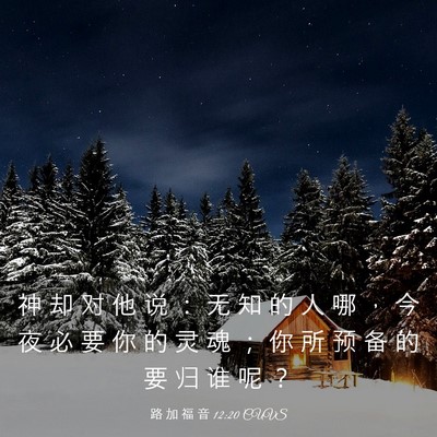 Picture 03 - 路 加 福 音 12:20 CUVS - 神 却 对 他 说 ： 无 知 的 人 哪 ， - Bible Verse Picture