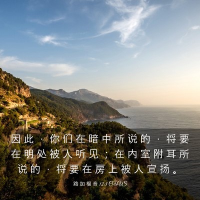 Picture 03 - 路 加 福 音 12:3 CUVS - 因 此 ， 你 们 在 暗 中 所 说 的 ， - Bible Verse Picture