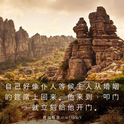 Picture 03 - 路 加 福 音 12:36 CUVS - 自 己 好 像 仆 人 等 候 主 人 从 婚 - Bible Verse Picture