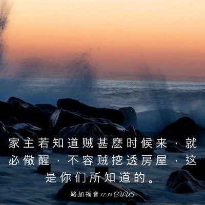 Picture 03 - 路 加 福 音 12:39 CUVS - 家 主 若 知 道 贼 甚 麽 时 候 来 ， - Bible Verse Picture