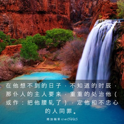 Picture 03 - 路 加 福 音 12:46 CUVS - 在 他 想 不 到 的 日 子 ， 不 知 道 - Bible Verse Picture