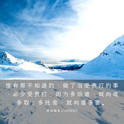 Picture 03 - 路 加 福 音 12:48 CUVS - 惟 有 那 不 知 道 的 ， 做 了 当 受 - Bible Verse Picture
