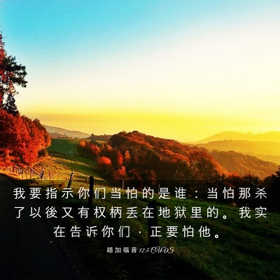 Picture 03 - 路 加 福 音 12:5 CUVS - 我 要 指 示 你 们 当 怕 的 是 谁 ： - Bible Verse Picture