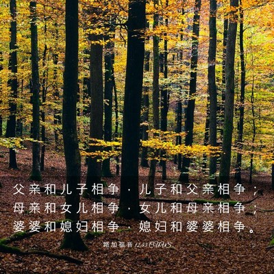 Picture 03 - 路 加 福 音 12:53 CUVS - 父 亲 和 儿 子 相 争 ， 儿 子 和 父 - Bible Verse Picture