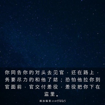 Picture 03 - 路 加 福 音 12:58 CUVS - 你 同 告 你 的 对 头 去 见 官 ， 还 - Bible Verse Picture