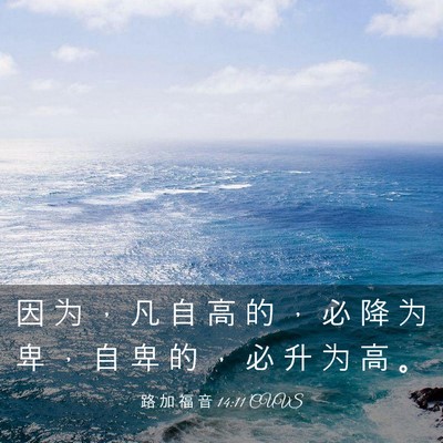 Picture 03 - 路 加 福 音 14:11 CUVS - 因 为 ， 凡 自 高 的 ， 必 降 为 卑 - Bible Verse Picture