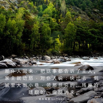 Picture 03 - 路 加 福 音 14:21 CUVS - 那 仆 人 回 来 ， 把 这 事 都 告 诉 - Bible Verse Picture