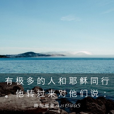 Picture 03 - 路 加 福 音 14:25 CUVS - 有 极 多 的 人 和 耶 稣 同 行 。 他 - Bible Verse Picture