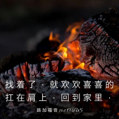 Picture 03 - 路 加 福 音 15:5 CUVS - 找 着 了 ， 就 欢 欢 喜 喜 的 扛 在 - Bible Verse Picture