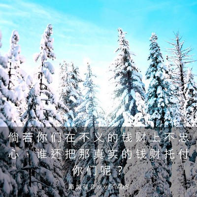 Picture 03 - 路 加 福 音 16:11 CUVS - 倘 若 你 们 在 不 义 的 钱 财 上 不 - Bible Verse Picture