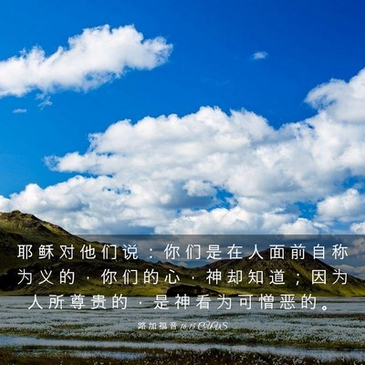 Picture 03 - 路 加 福 音 16:15 CUVS - 耶 稣 对 他 们 说 ： 你 们 是 在 人 - Bible Verse Picture