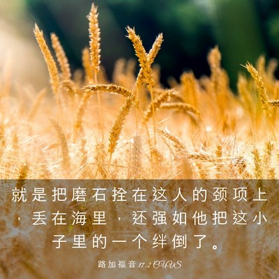 Picture 03 - 路 加 福 音 17:2 CUVS - 就 是 把 磨 石 拴 在 这 人 的 颈 项 - Bible Verse Picture