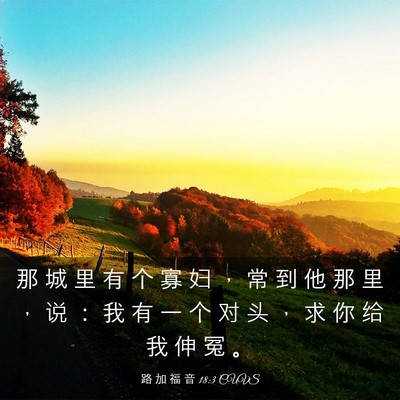 Picture 03 - 路 加 福 音 18:3 CUVS - 那 城 里 有 个 寡 妇 ， 常 到 他 那 - Bible Verse Picture