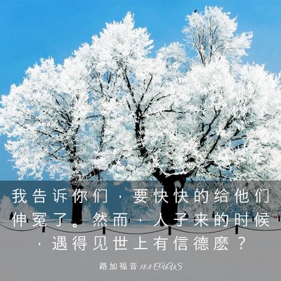 Picture 03 - 路 加 福 音 18:8 CUVS - 我 告 诉 你 们 ， 要 快 快 的 给 他 - Bible Verse Picture