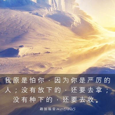Picture 03 - 路 加 福 音 19:21 CUVS - 我 原 是 怕 你 ， 因 为 你 是 严 厉 - Bible Verse Picture