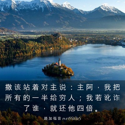 Picture 03 - 路 加 福 音 19:8 CUVS - 撒 该 站 着 对 主 说 ： 主 阿 ， 我 - Bible Verse Picture