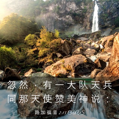 Picture 03 - 路 加 福 音 2:13 CUVS - 忽 然 ， 有 一 大 队 天 兵 同 那 天 - Bible Verse Picture