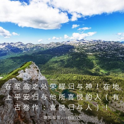 Picture 03 - 路 加 福 音 2:14 CUVS - 在 至 高 之 处 荣 耀 归 与 神 ！ 在 - Bible Verse Picture