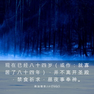 Picture 03 - 路 加 福 音 2:37 CUVS - 现 在 已 经 八 十 四 岁 （ 或 作 ： - Bible Verse Picture