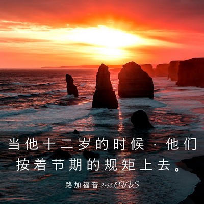 Picture 03 - 路 加 福 音 2:42 CUVS - 当 他 十 二 岁 的 时 候 ， 他 们 按 - Bible Verse Picture