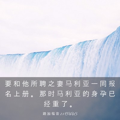 Picture 03 - 路 加 福 音 2:5 CUVS - 要 和 他 所 聘 之 妻 马 利 亚 一 同 - Bible Verse Picture