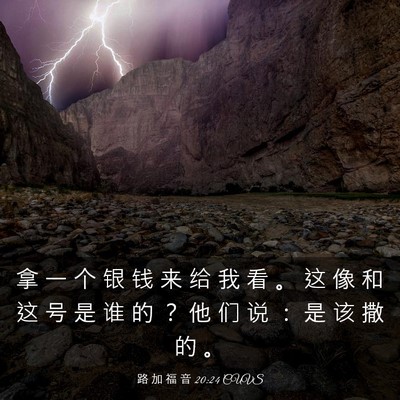 Picture 03 - 路 加 福 音 20:24 CUVS - 拿 一 个 银 钱 来 给 我 看 。 这 像 - Bible Verse Picture
