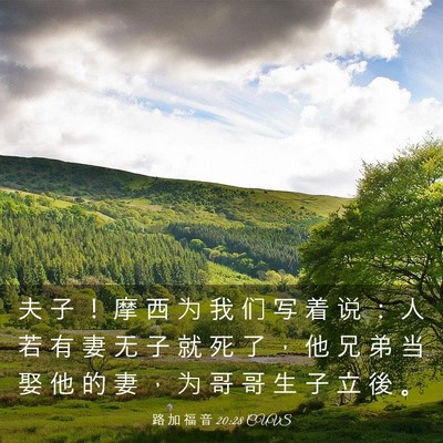 Picture 03 - 路 加 福 音 20:28 CUVS - 夫 子 ！ 摩 西 为 我 们 写 着 说 ： - Bible Verse Picture