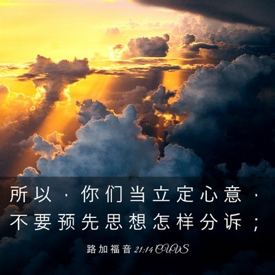 Picture 03 - 路 加 福 音 21:14 CUVS - 所 以 ， 你 们 当 立 定 心 意 ， 不 - Bible Verse Picture