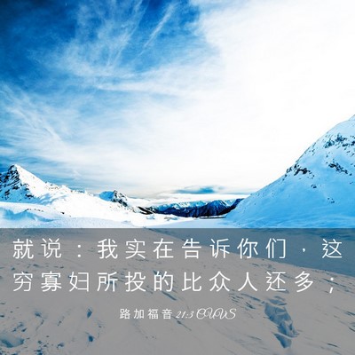Picture 03 - 路 加 福 音 21:3 CUVS - 就 说 ： 我 实 在 告 诉 你 们 ， 这 - Bible Verse Picture