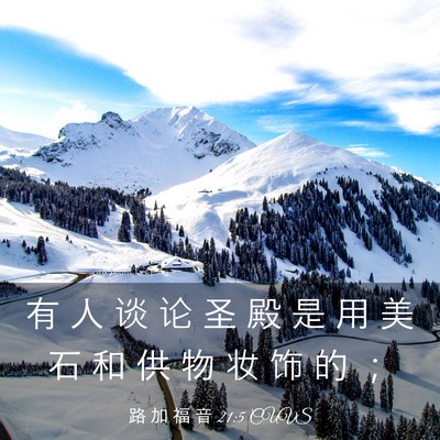 Picture 03 - 路 加 福 音 21:5 CUVS - 有 人 谈 论 圣 殿 是 用 美 石 和 供 - Bible Verse Picture