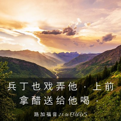 Picture 03 - 路 加 福 音 23:36 CUVS - 兵 丁 也 戏 弄 他 ， 上 前 拿 醋 送 - Bible Verse Picture