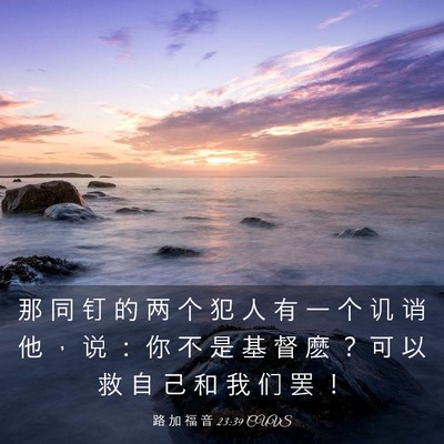 Picture 03 - 路 加 福 音 23:39 CUVS - 那 同 钉 的 两 个 犯 人 有 一 个 讥 - Bible Verse Picture