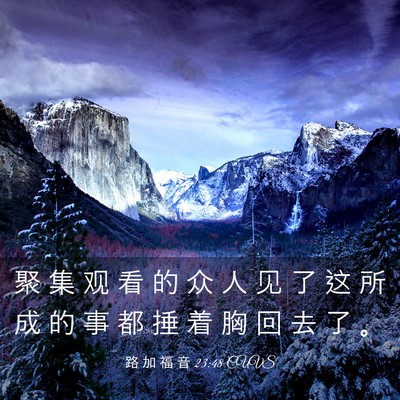 Picture 03 - 路 加 福 音 23:48 CUVS - 聚 集 观 看 的 众 人 见 了 这 所 成 - Bible Verse Picture