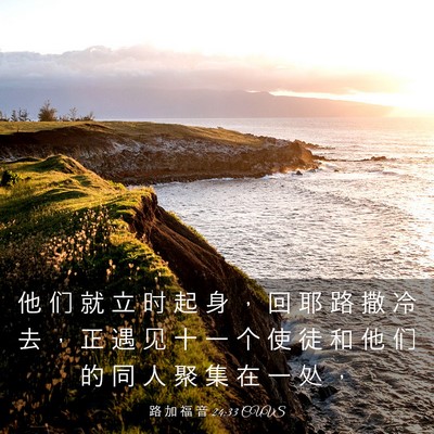 Picture 03 - 路 加 福 音 24:33 CUVS - 他 们 就 立 时 起 身 ， 回 耶 路 撒 - Bible Verse Picture