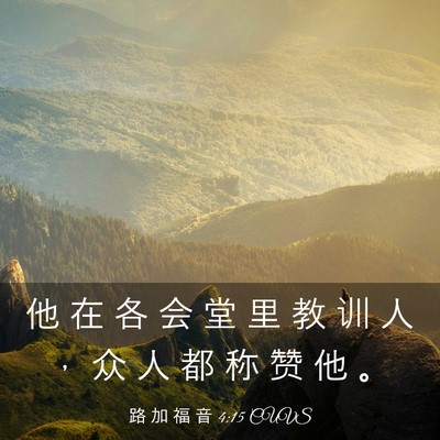 Picture 03 - 路 加 福 音 4:15 CUVS - 他 在 各 会 堂 里 教 训 人 ， 众 人 - Bible Verse Picture