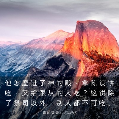 Picture 03 - 路 加 福 音 6:4 CUVS - 他 怎 麽 进 了 神 的 殿 ， 拿 陈 设 - Bible Verse Picture