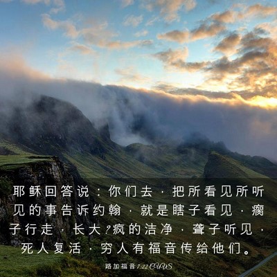Picture 03 - 路 加 福 音 7:22 CUVS - 耶 稣 回 答 说 ： 你 们 去 ， 把 所 - Bible Verse Picture