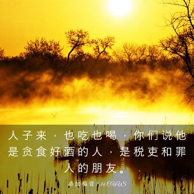 Picture 03 - 路 加 福 音 7:34 CUVS - 人 子 来 ， 也 吃 也 喝 ， 你 们 说 - Bible Verse Picture