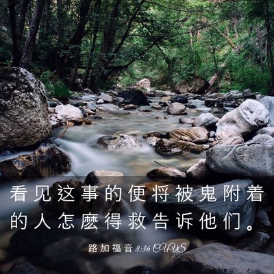 Picture 03 - 路 加 福 音 8:36 CUVS - 看 见 这 事 的 便 将 被 鬼 附 着 的 - Bible Verse Picture