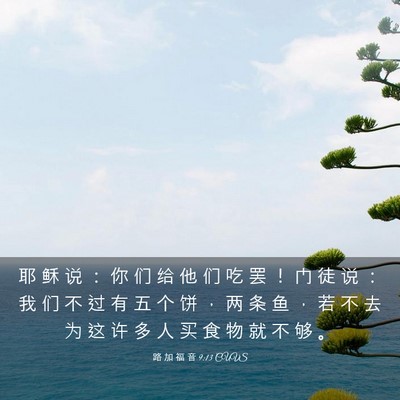Picture 03 - 路 加 福 音 9:13 CUVS - 耶 稣 说 ： 你 们 给 他 们 吃 罢 ！ - Bible Verse Picture