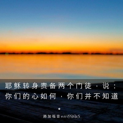 Picture 03 - 路 加 福 音 9:55 CUVS - 耶 稣 转 身 责 备 两 个 门 徒 ， 说 - Bible Verse Picture