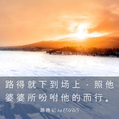 Picture 03 - 路 得 记 3:6 CUVS - 路 得 就 下 到 场 上 ， 照 他 婆 婆 - Bible Verse Picture