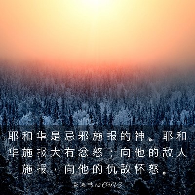 Picture 03 - 那 鸿 书 1:2 CUVS - 耶 和 华 是 忌 邪 施 报 的 神 。 耶 - Bible Verse Picture