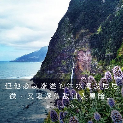 Picture 03 - 那 鸿 书 1:8 CUVS - 但 他 必 以 涨 溢 的 洪 水 淹 没 尼 - Bible Verse Picture