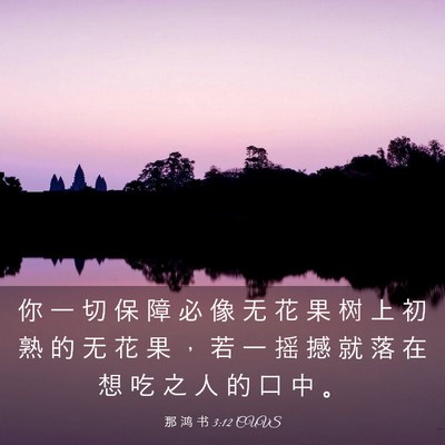 Picture 03 - 那 鸿 书 3:12 CUVS - 你 一 切 保 障 必 像 无 花 果 树 上 - Bible Verse Picture